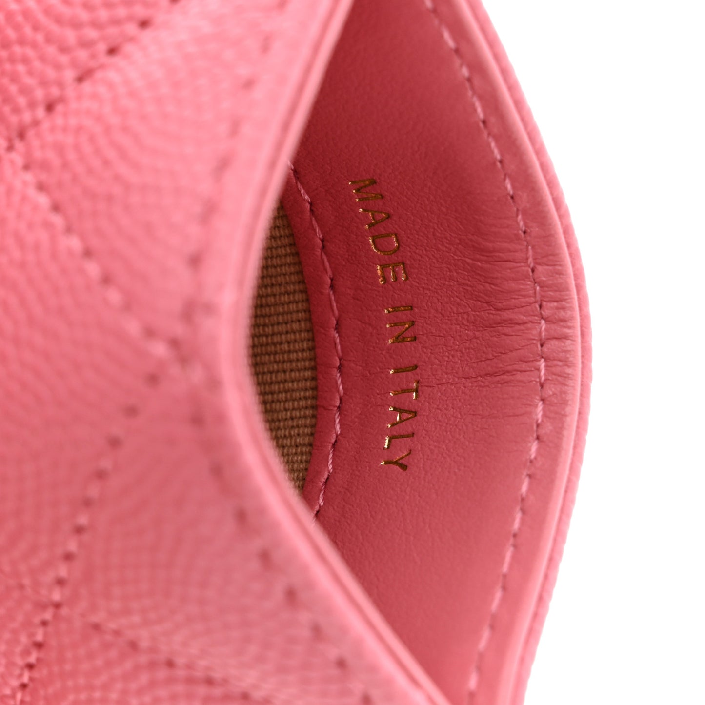 Caviar Quilted Textured Vertical Card Holder Pink