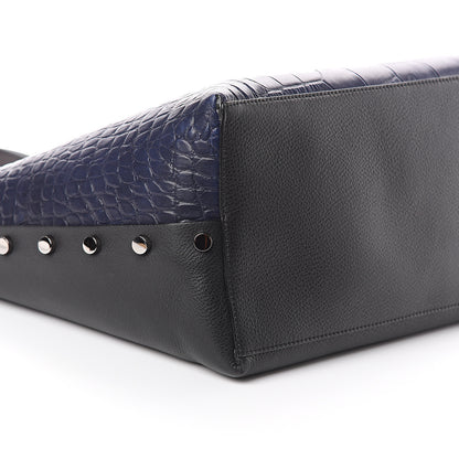 Jimmy Choo Crocodile Embossed Satin Calfskin Twist East West Tote Steel Blue 7 of 8