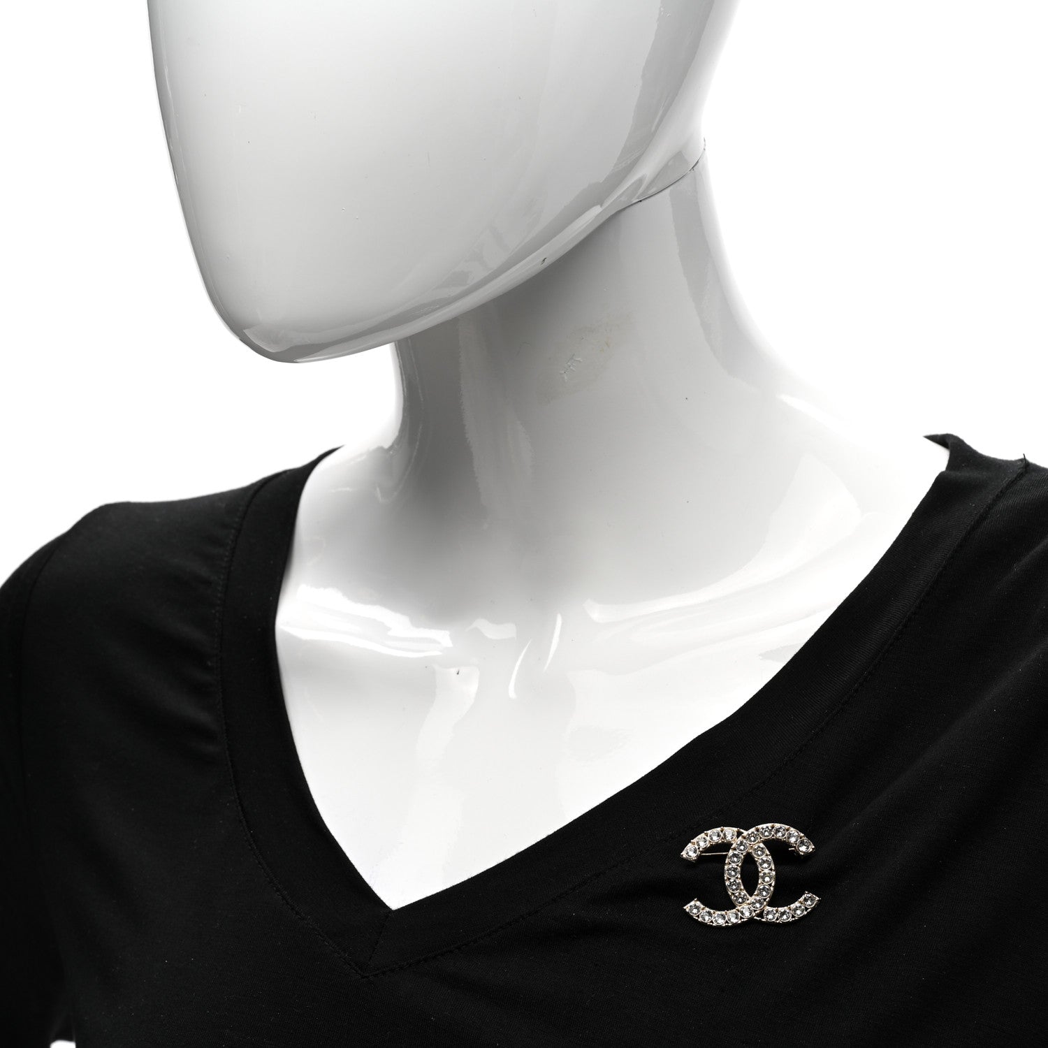 Chanel Crystal Textured CC Brooch Light Gold 2 of 5