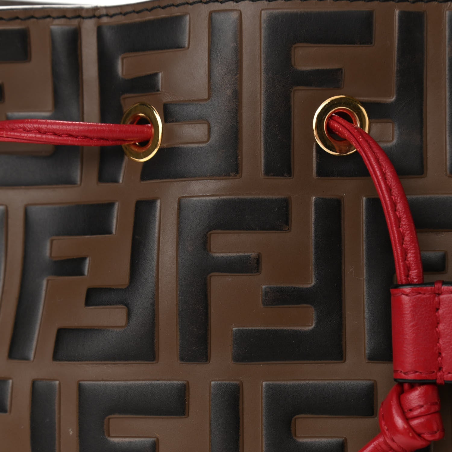 Fendi Vitello Grace F is Fendi Bi-Color FF 1974 Embossed Grande Mon Tresor Bucket Bag Maya Black Fragola 12 of 14