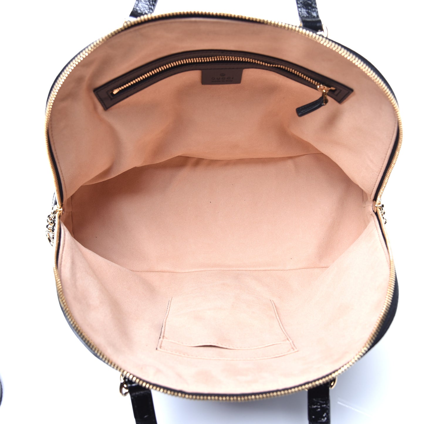 Suede Patent GG Web Medium Ophidia Top Handle Dome Bag Black