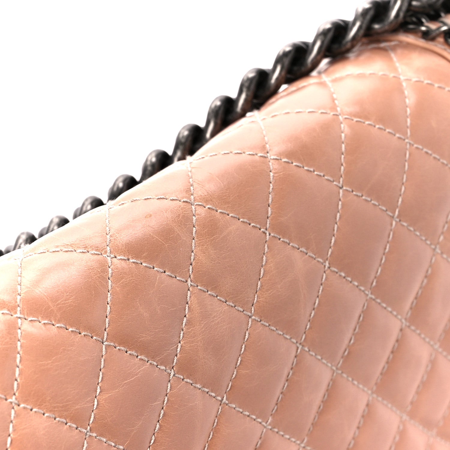 Chanel Glazed Calfskin Quilted Medium Boy Chained Flap Beige 11 of 12