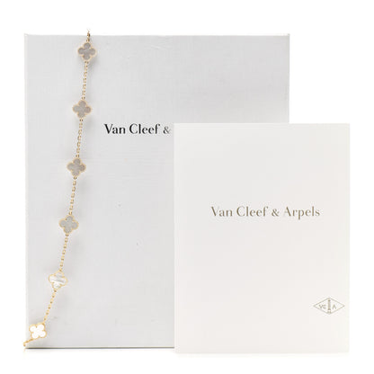 Van Cleef & Arpels 18K Yellow Gold Mother of Pearl 20 Motifs Vintage Alhambra Necklace 6 of 6