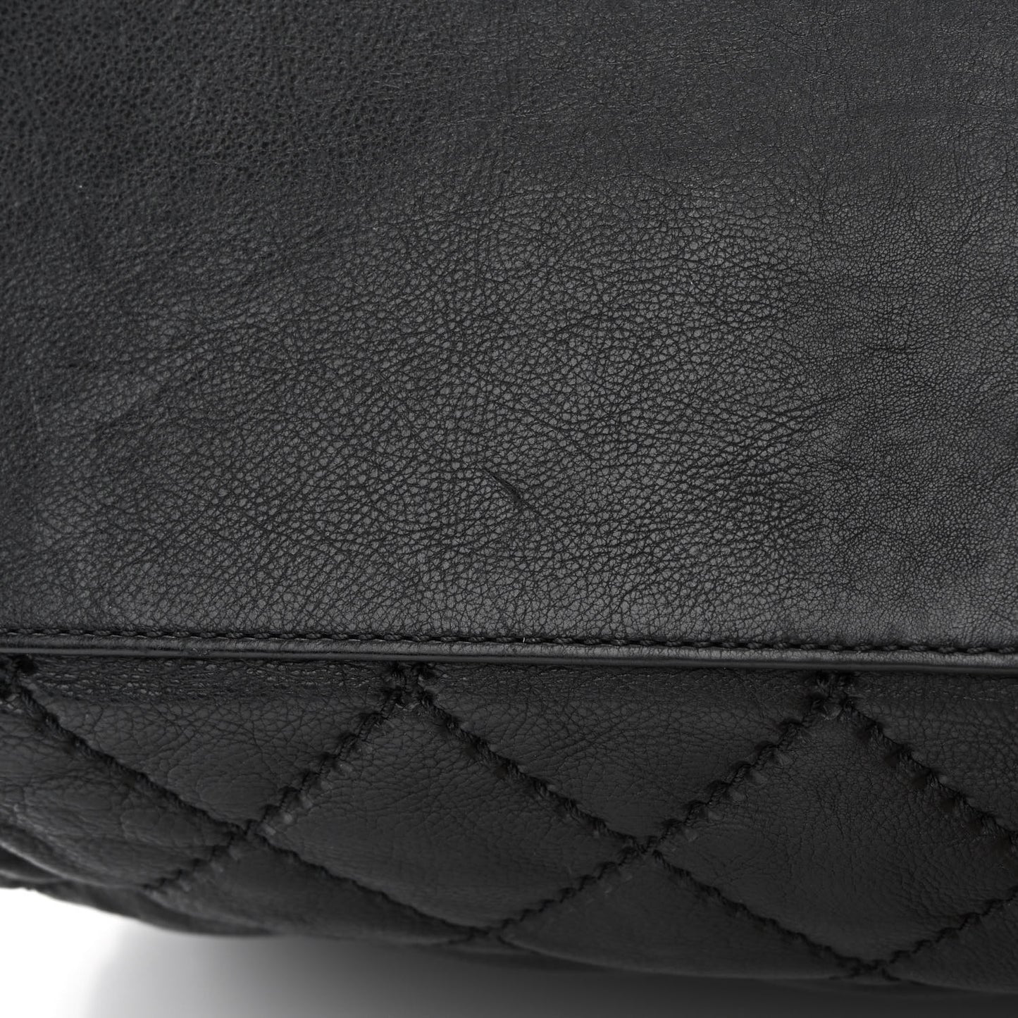 Calfskin Quilted Large Retro Chain Tote Black