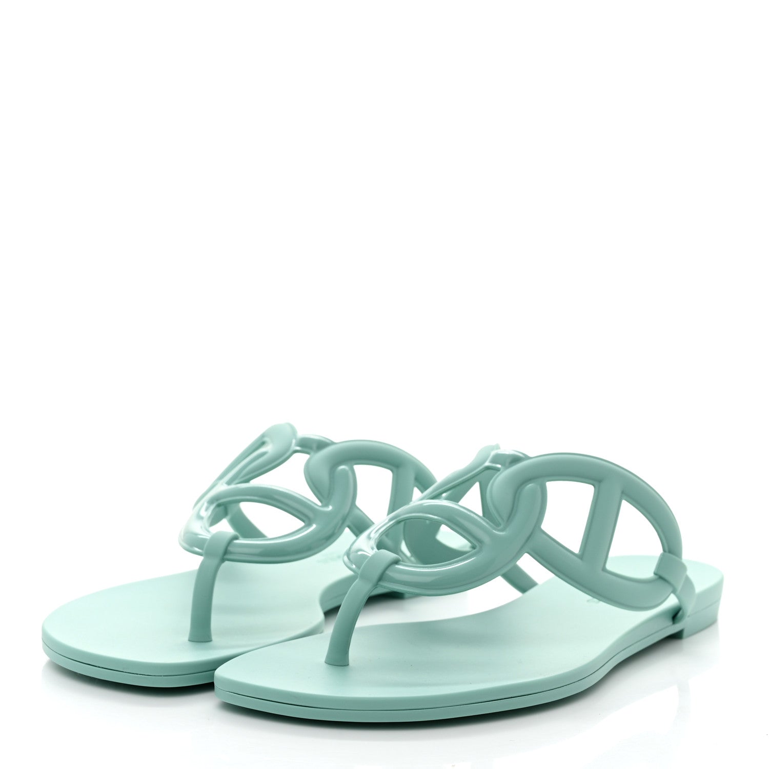 Hermes Rubber Womens Egerie Sandals 37 Vert Embrun 3 of 9