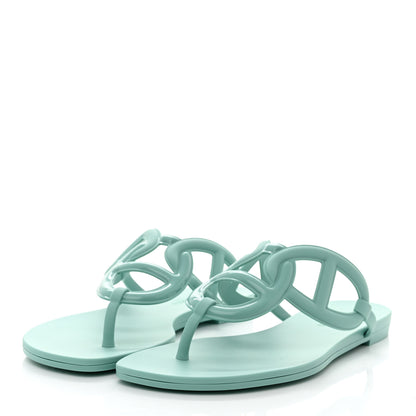 Hermes Rubber Womens Egerie Sandals 37 Vert Embrun 3 of 9