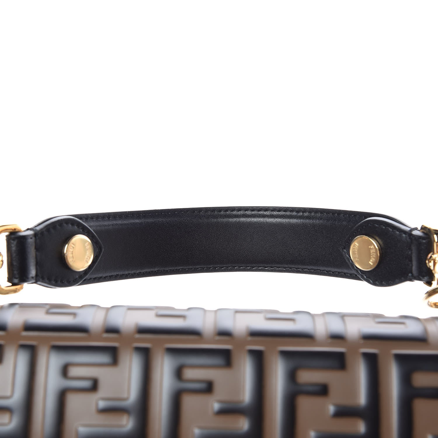 Fendi Vitello Liberty Bi-Color FF 1974 Embossed Kan I Shoulder Bag Black Maya 12 of 14