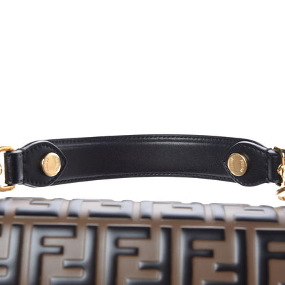 Fendi Vitello Liberty Bi-Color FF 1974 Embossed Kan I Shoulder Bag Black Maya 12 of 14