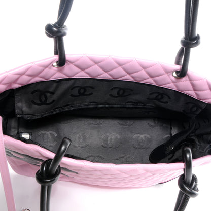 Chanel Calfskin Quilted Large Cambon Tote Pink Black 5 of 7