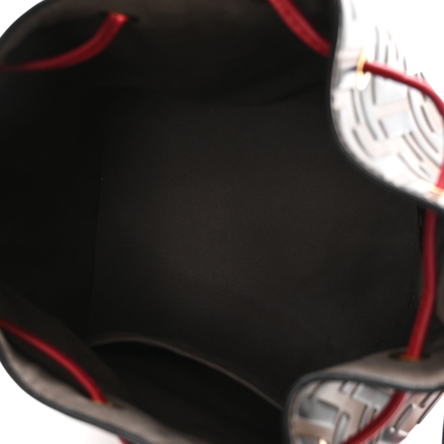 Fendi Vitello Grace F is Fendi Bi-Color FF 1974 Embossed Grande Mon Tresor Bucket Bag Maya Black Fragola 5 of 10