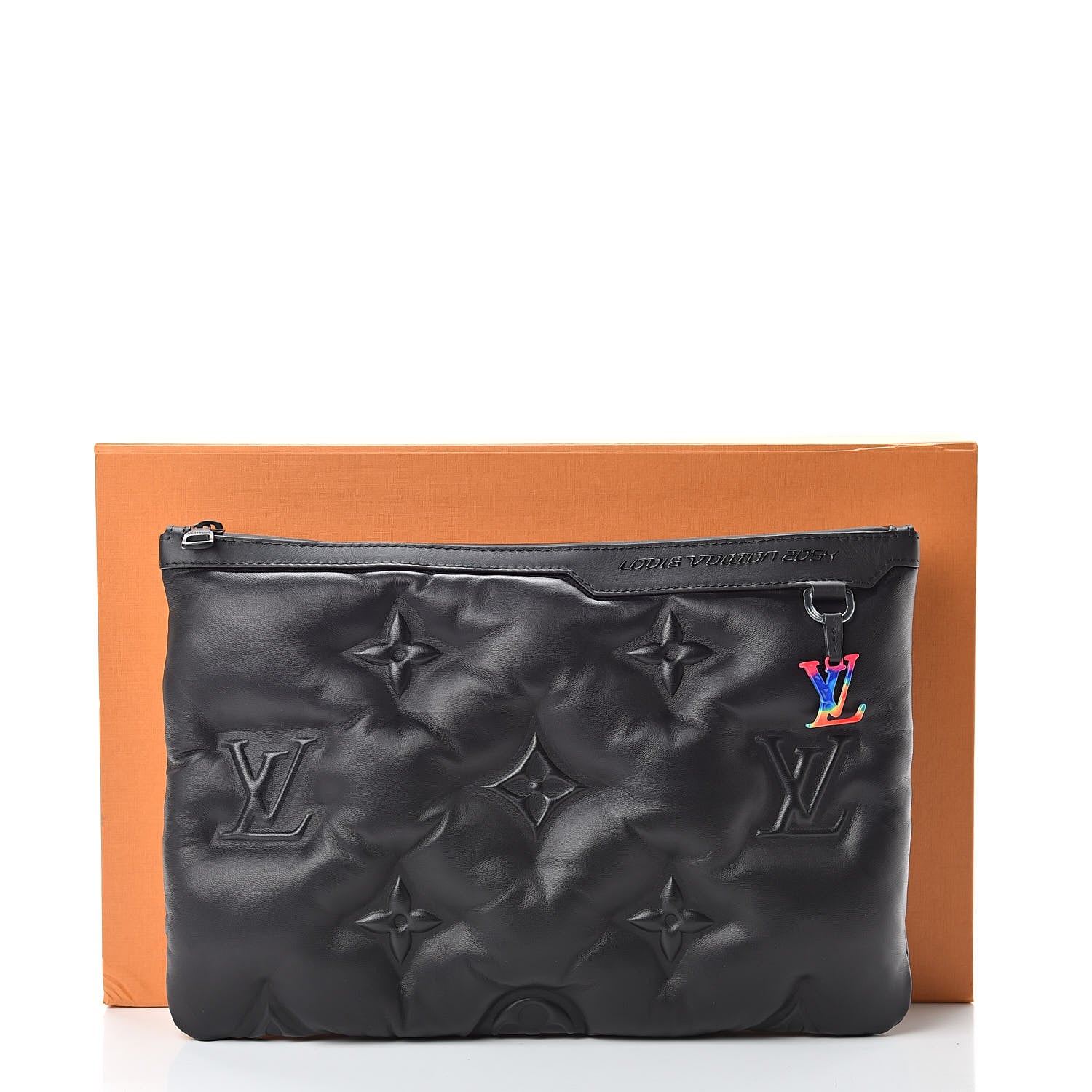 Louis Vuitton Lambskin Puffer A4 Pouch Black 8 of 8
