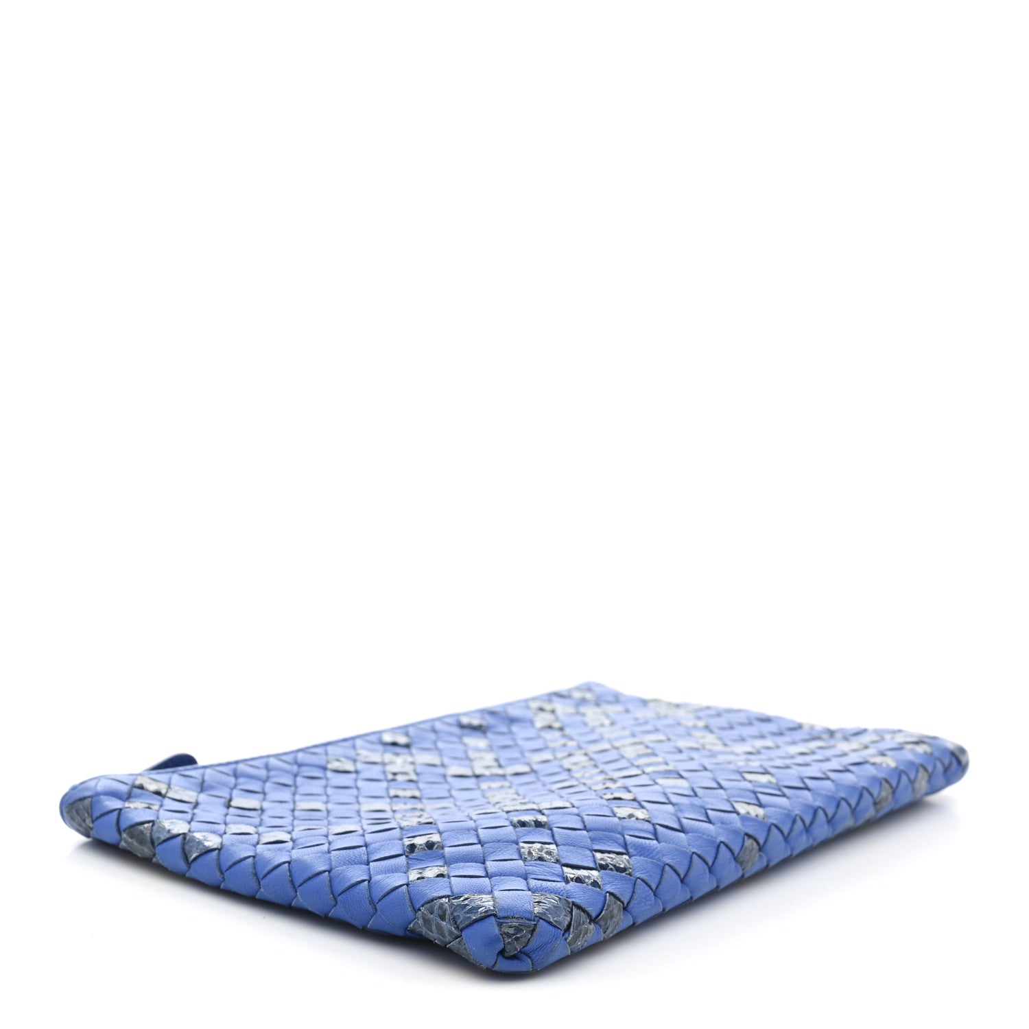 Bottega Veneta Nappa Intrecciato Snakeskin Pouch Blue 4 of 7
