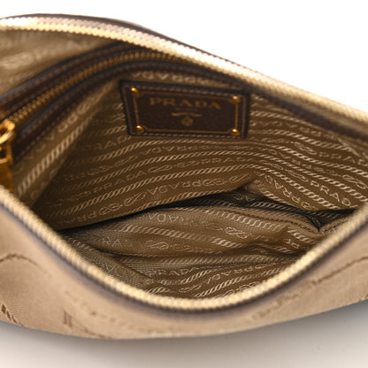Prada Jacquard Logo Small Flat Messenger Bag Corda Bruciato 7 of 10