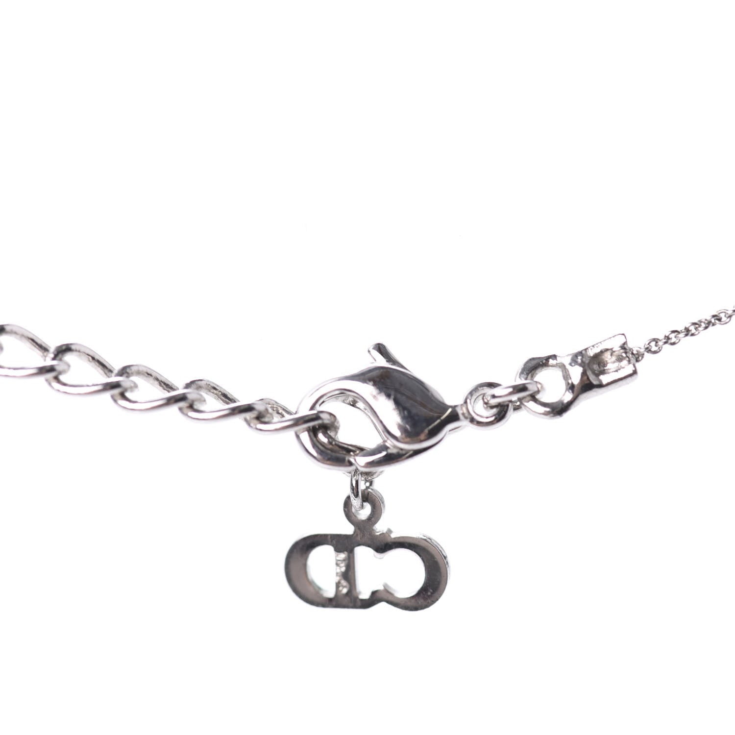 Christian Dior Crystal Logo Necklace Silver 5 of 5