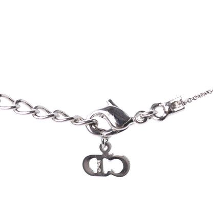 Christian Dior Crystal Logo Necklace Silver 5 of 5