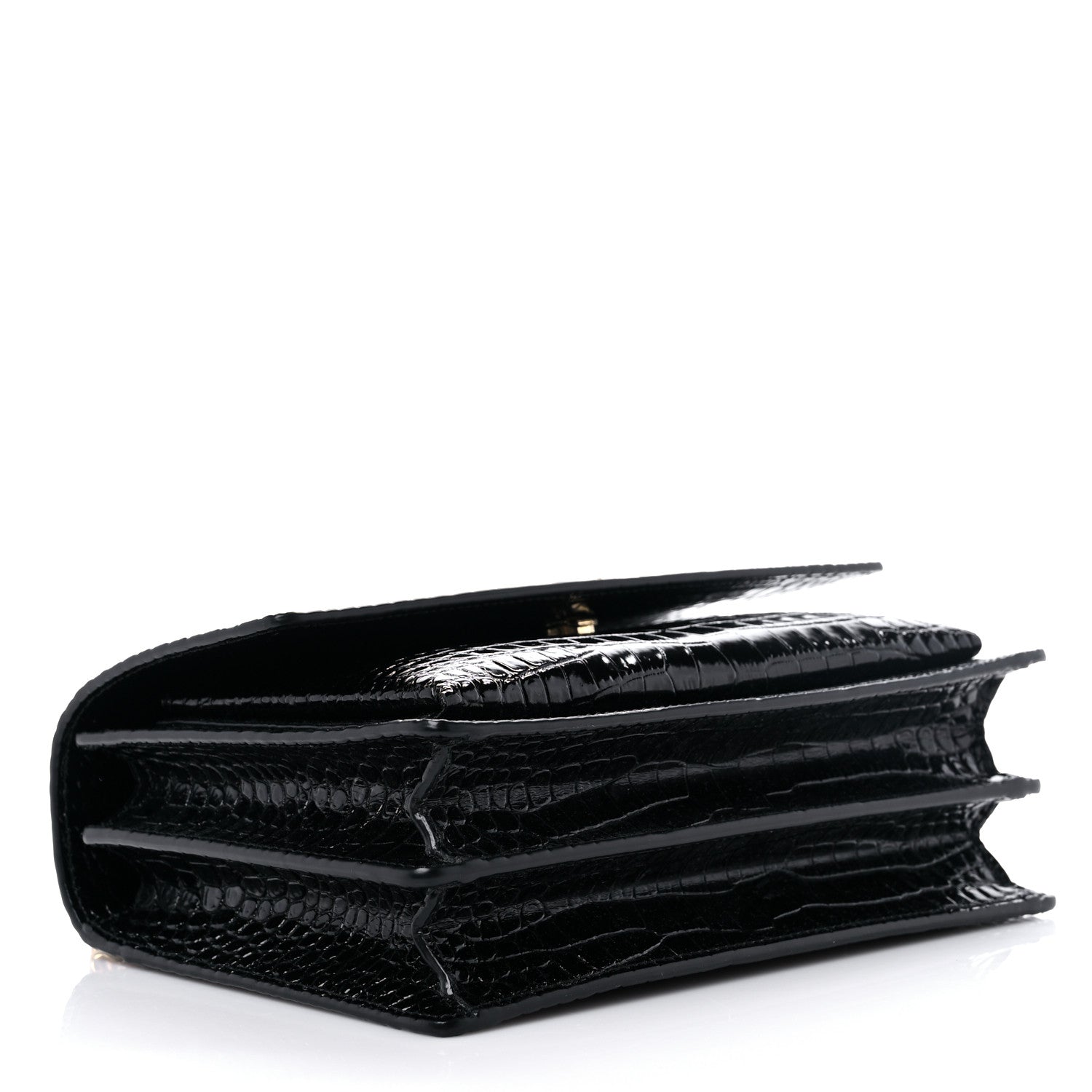 Saint Laurent Calfskin Crocodile Embossed Medium Monogram Sunset Black 4 of 9