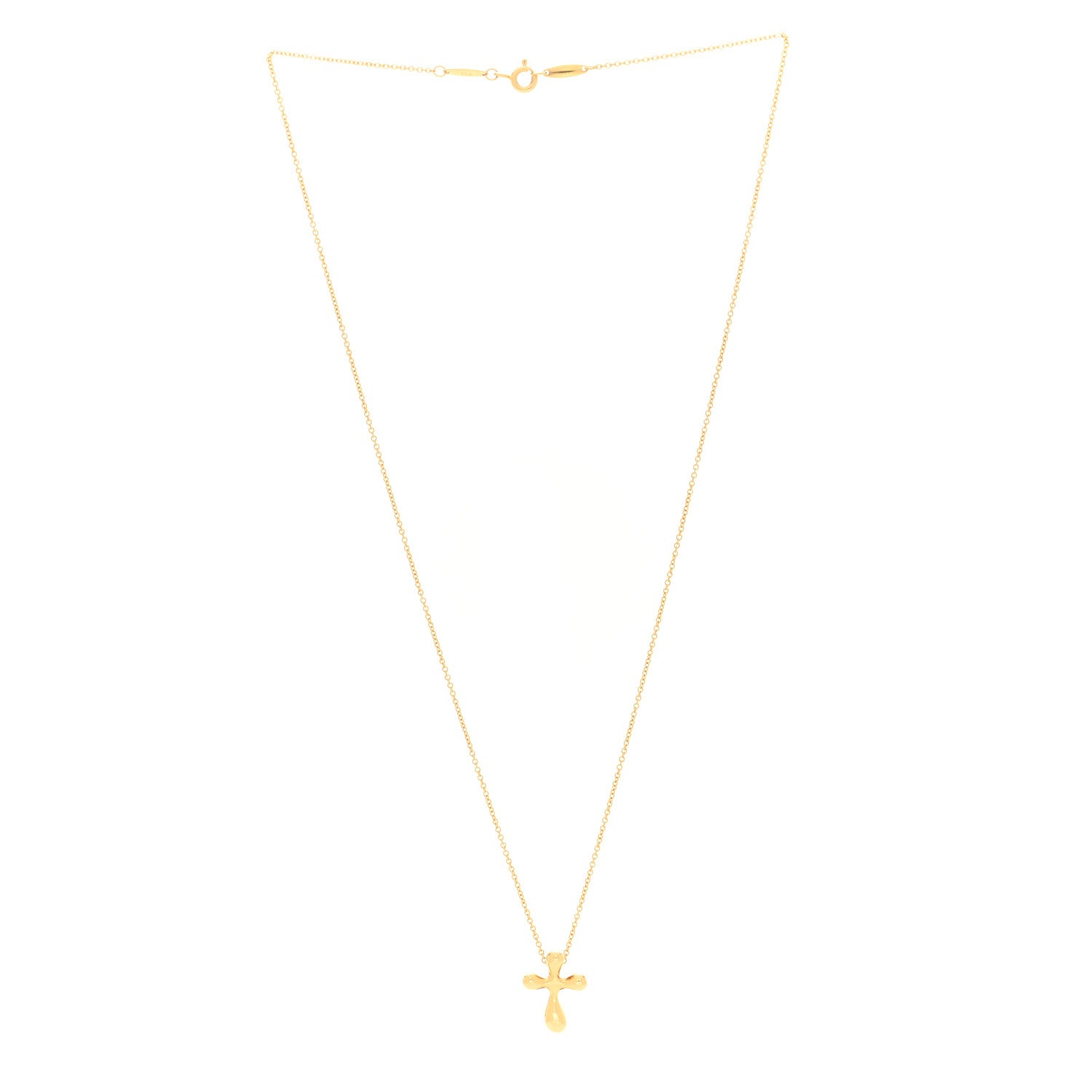 Tiffany 18K Yellow Gold 12mm Elsa Peretti Cross Pendant Necklace 3 of 4