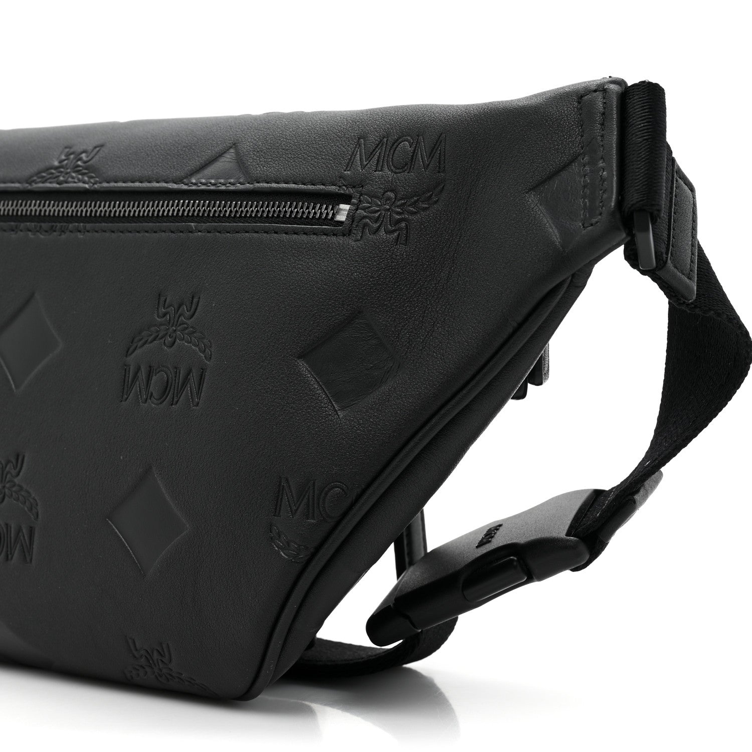 MCM Calfskin Maxi Monogram Fursten Belt Bag Black 9 of 10