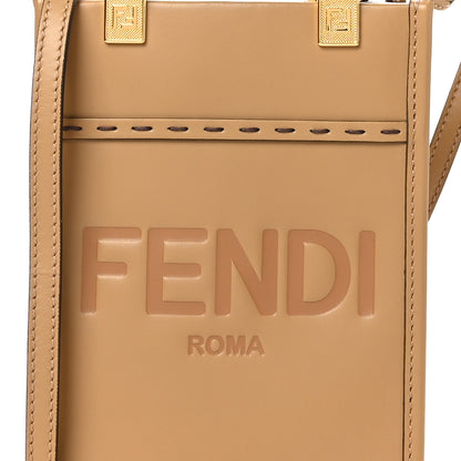 Fendi Vitello King Plexiglass Logo Embossed Mini Fendi Sunshine Shopper Tote Miele Scuro 8 of 10