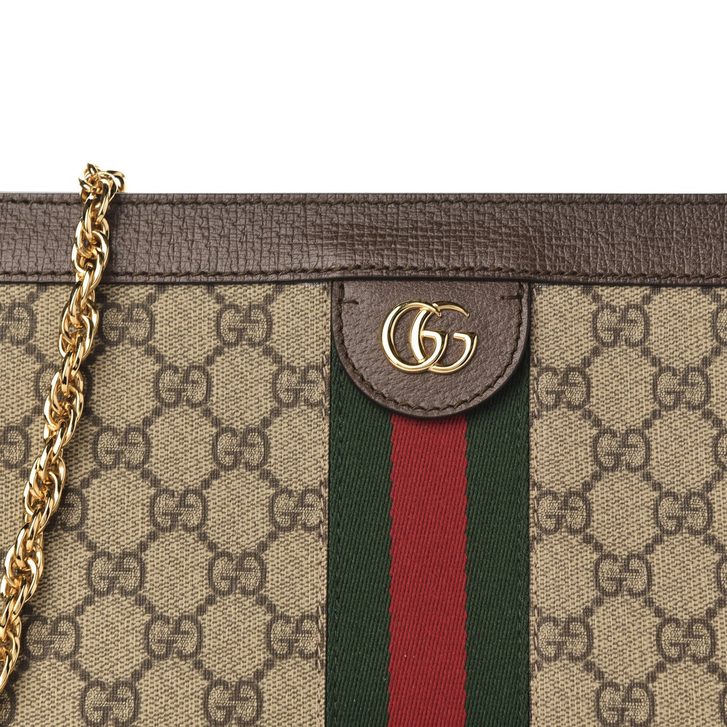 GG Supreme Monogram Web Medium Ophidia Chain Shoulder Bag Brown