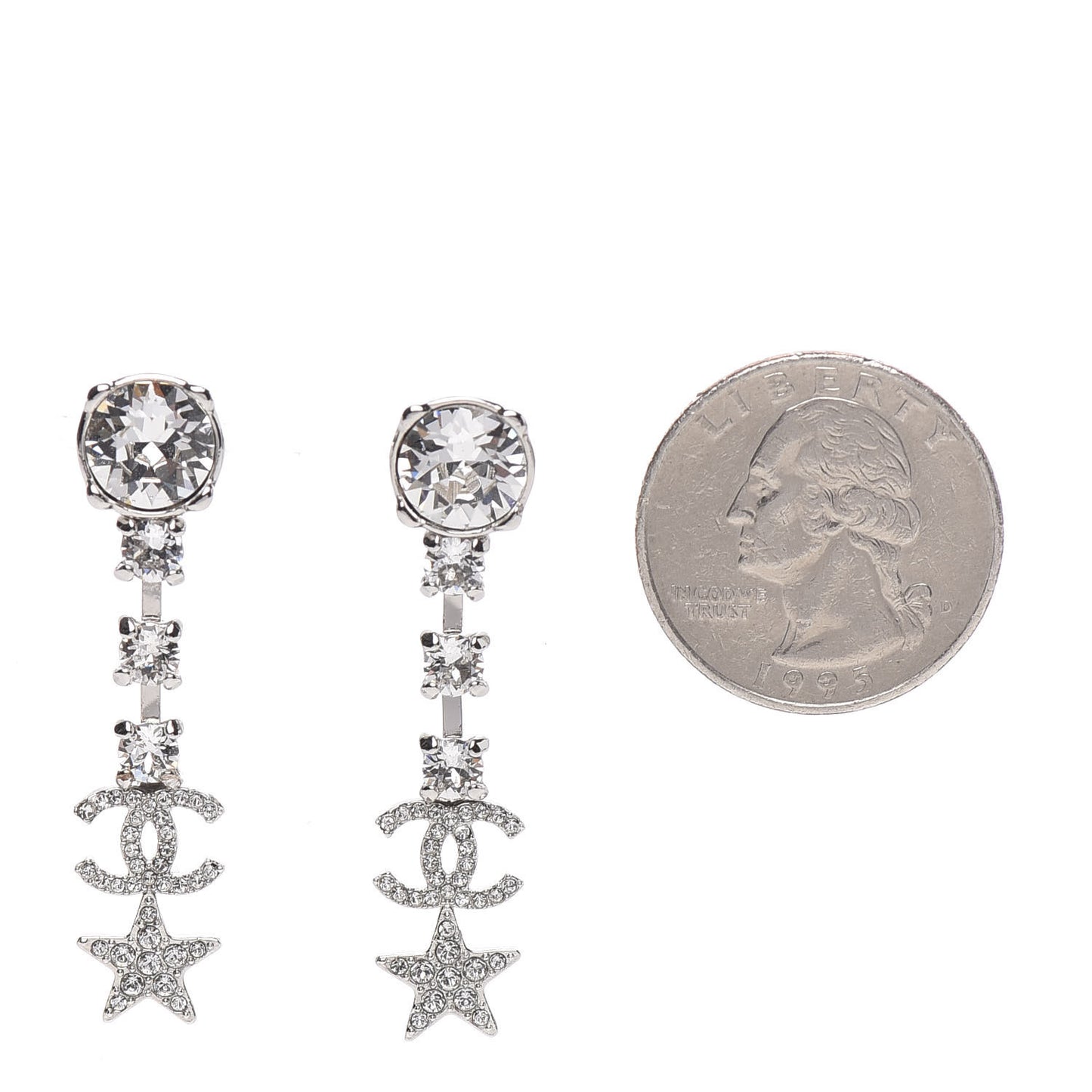 Crystal Starfall Drop CC Earrings Silver