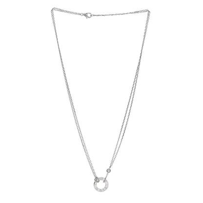Cartier 18K White Gold 2 Diamond LOVE Necklace 3 of 4