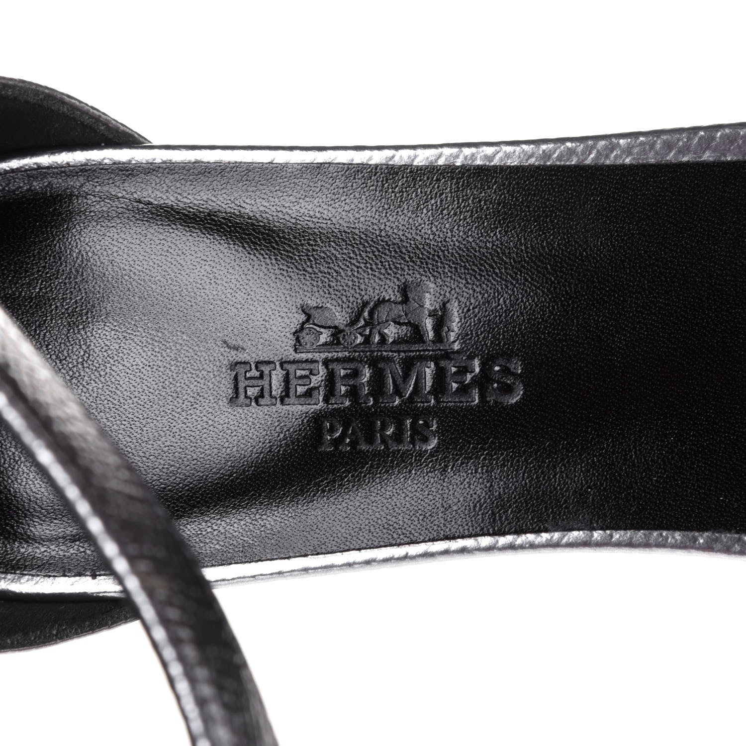 Hermes Metallic Epsom Manege Sandals 36.5 Gris Argente 9 of 10