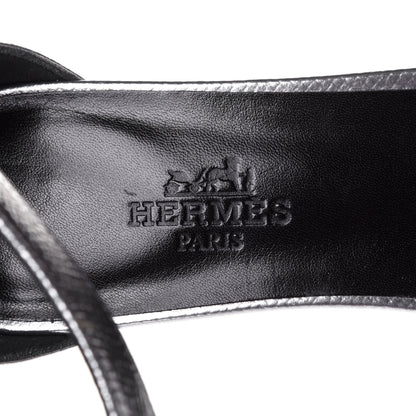 Hermes Metallic Epsom Manege Sandals 36.5 Gris Argente 9 of 10