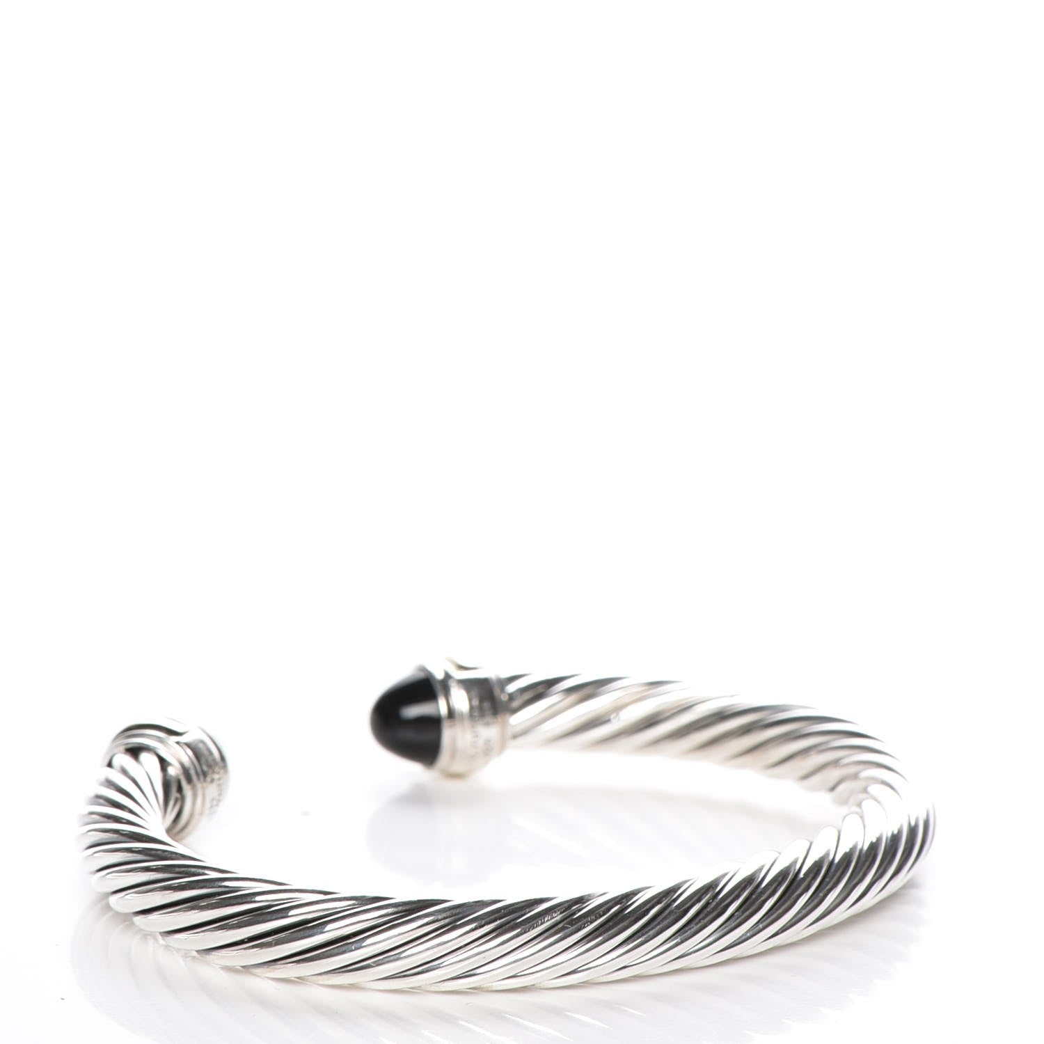 David Yurman Sterling Silver 14K Yellow Gold Black Onyx 7mm Cable Classics Bracelet 3 of 4