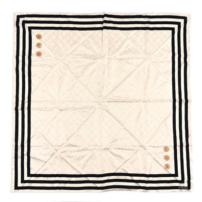 Chanel Silk Stripe CC Scarf Black White 1 of 3