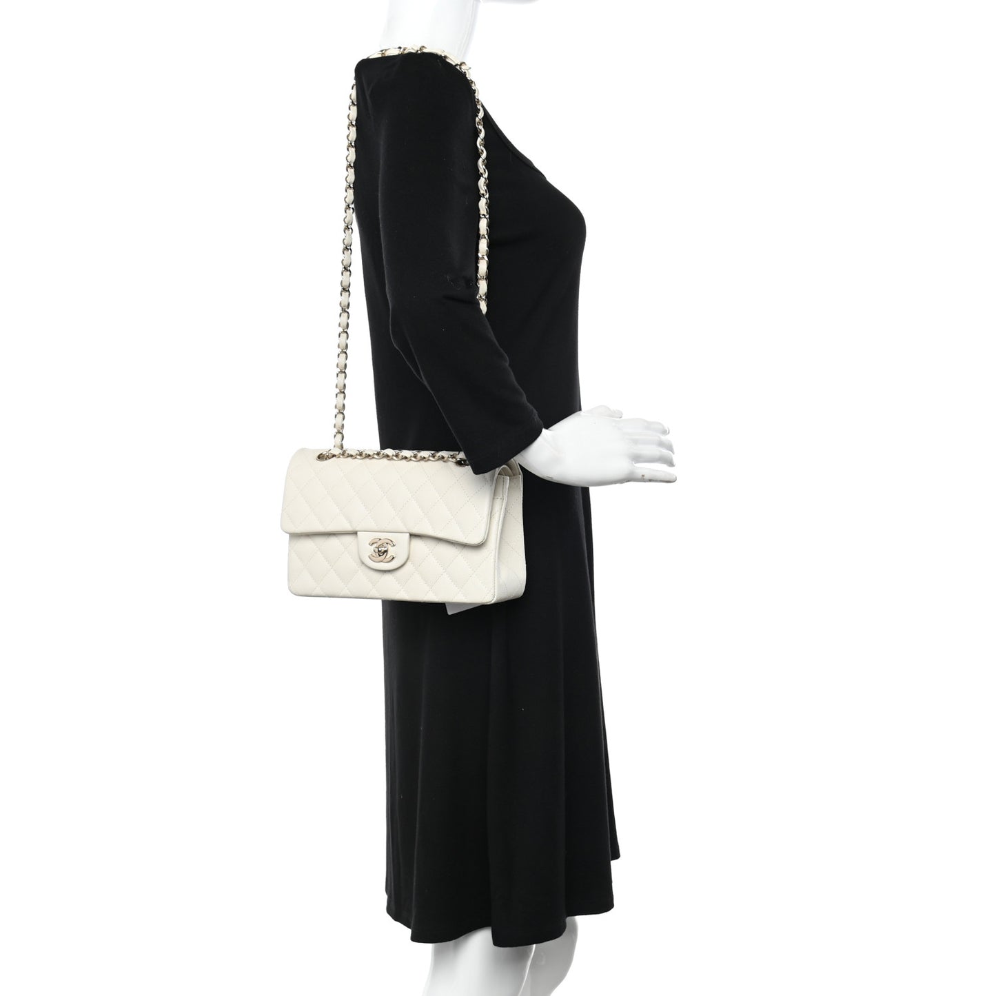 Caviar Quilted Small Double Flap White
