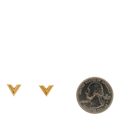 Louis Vuitton Brass Essential V Stud Earrings Gold 2 of 4