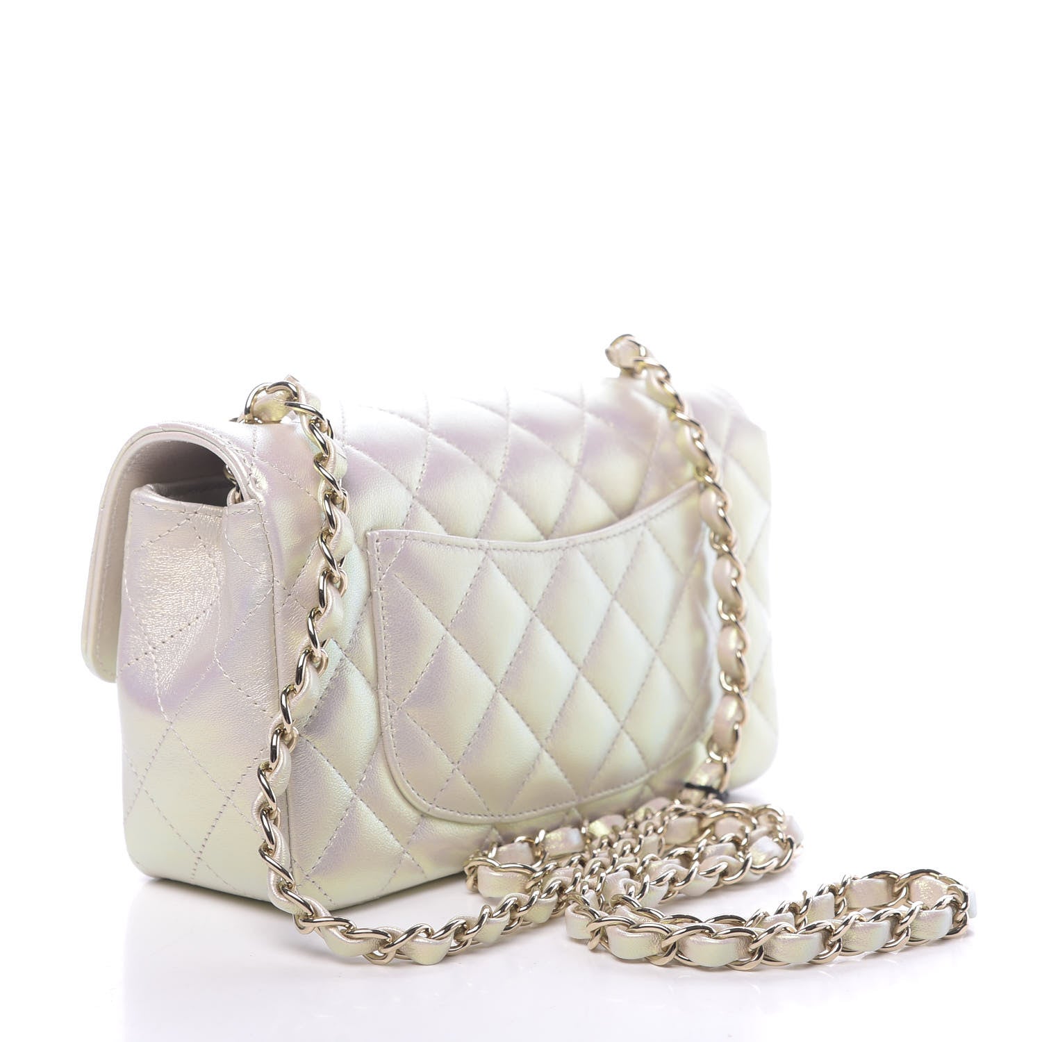 Chanel Iridescent Lambskin Quilted Mini Rectangular Flap Ivory 3 of 11