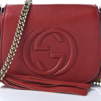 Gucci Pebbled Calfskin Small Soho Flap Crossbody Red 10 of 10
