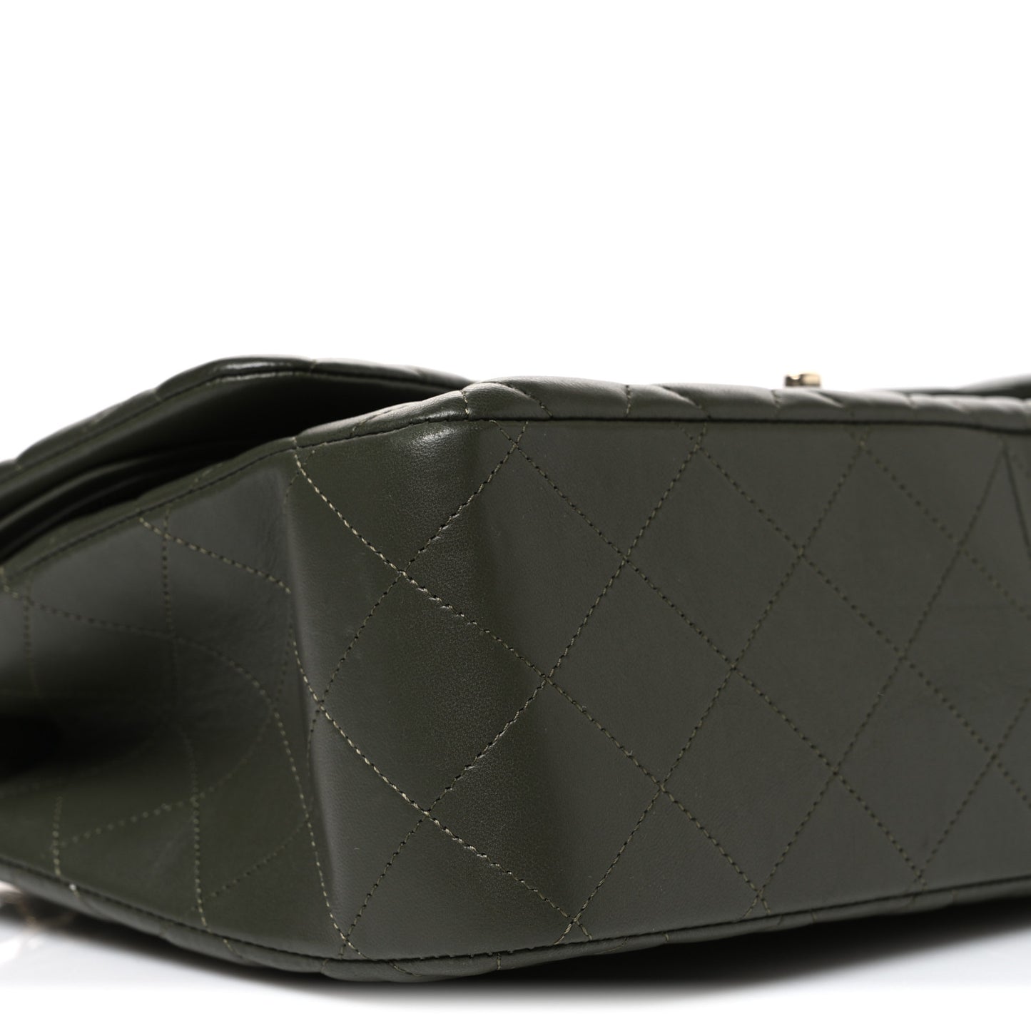 Lambskin Quilted Jumbo Double Flap Green