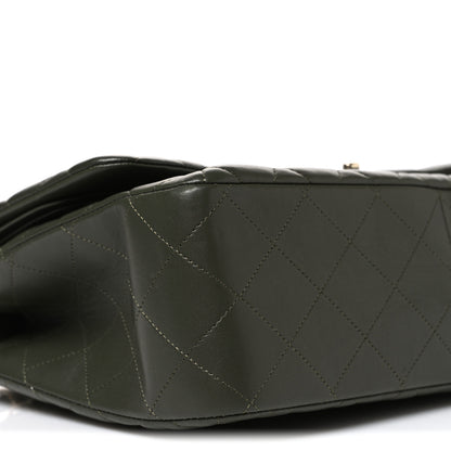 Chanel Lambskin Quilted Jumbo Double Flap Green 9 of 10