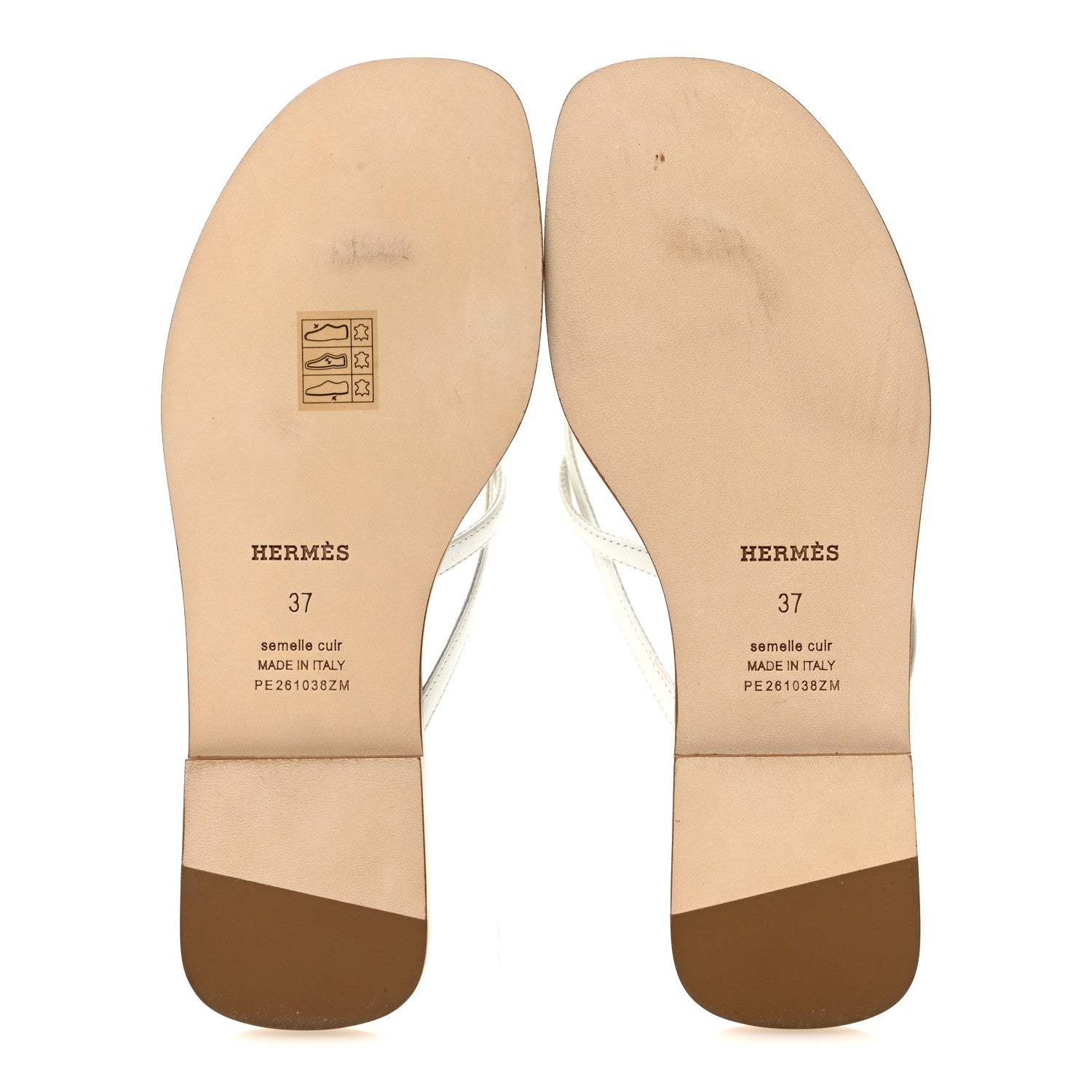 Hermes Calfskin Miss Sandals 37 White 6 of 9