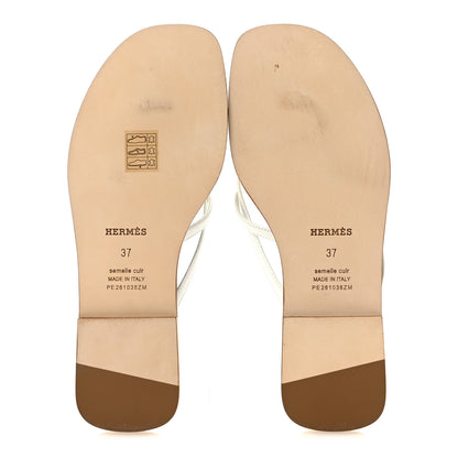 Hermes Calfskin Miss Sandals 37 White 6 of 9