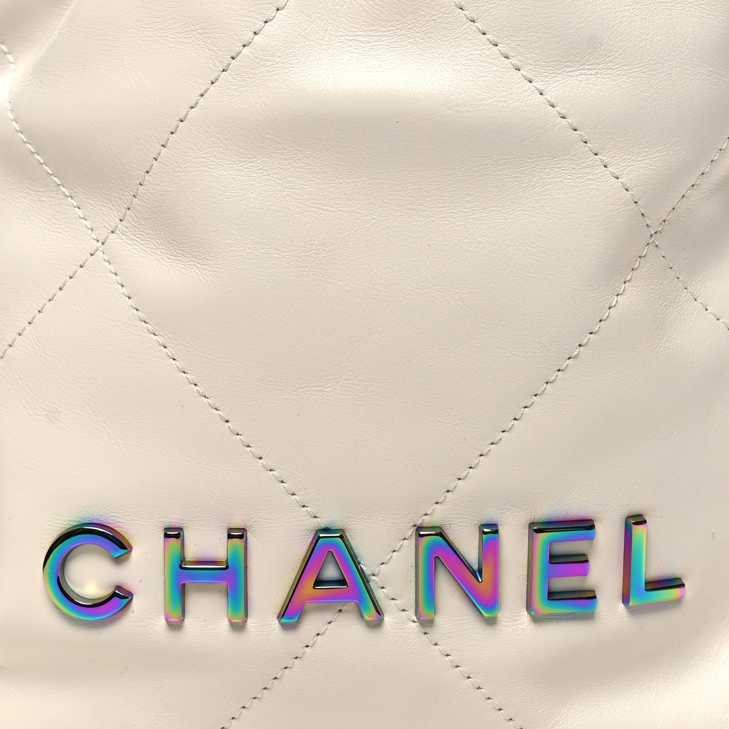 Shiny Calfskin Quilted Rainbow Mini Chanel 22 White