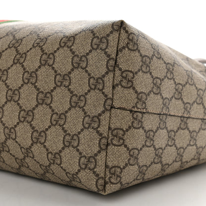 Gucci GG Supreme Monogram Textured Calfskin Web Medium Ophidia Shopping Tote Beige Ebony New Acero 10 of 11
