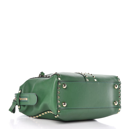 Valentino Garavani VALENTINO Vitello Rockstud Top Handle Satchel Pop Green 4 of 13