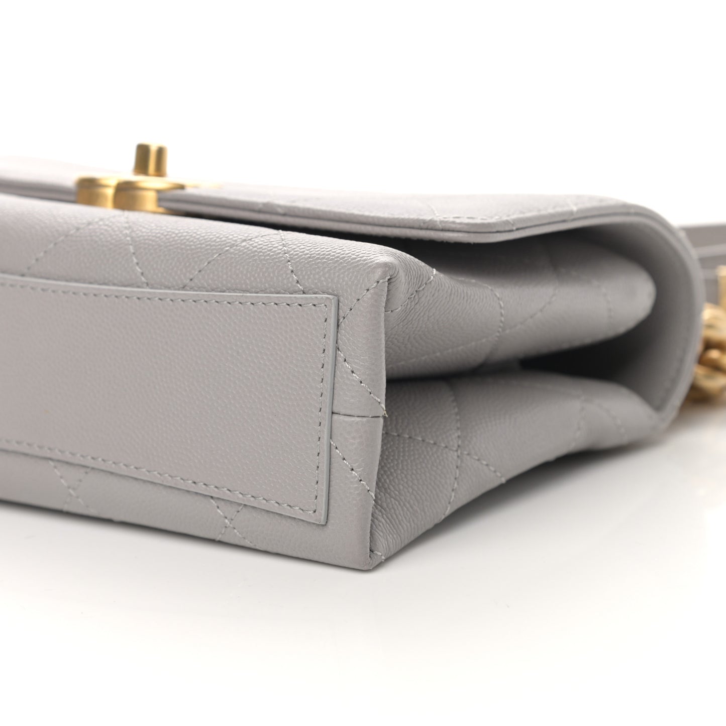 Caviar Quilted Mini Bracelet On Chain Flap Grey