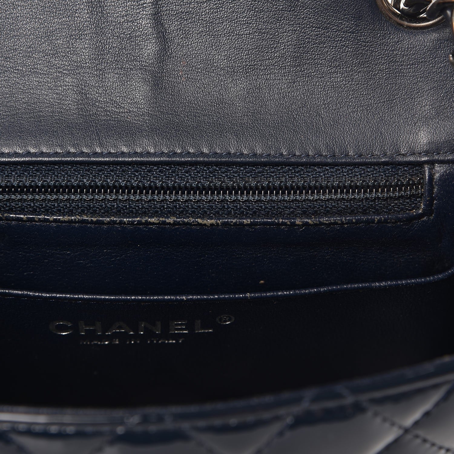 Chanel Patent Quilted Mini Square Flap Navy Blue 12 of 13
