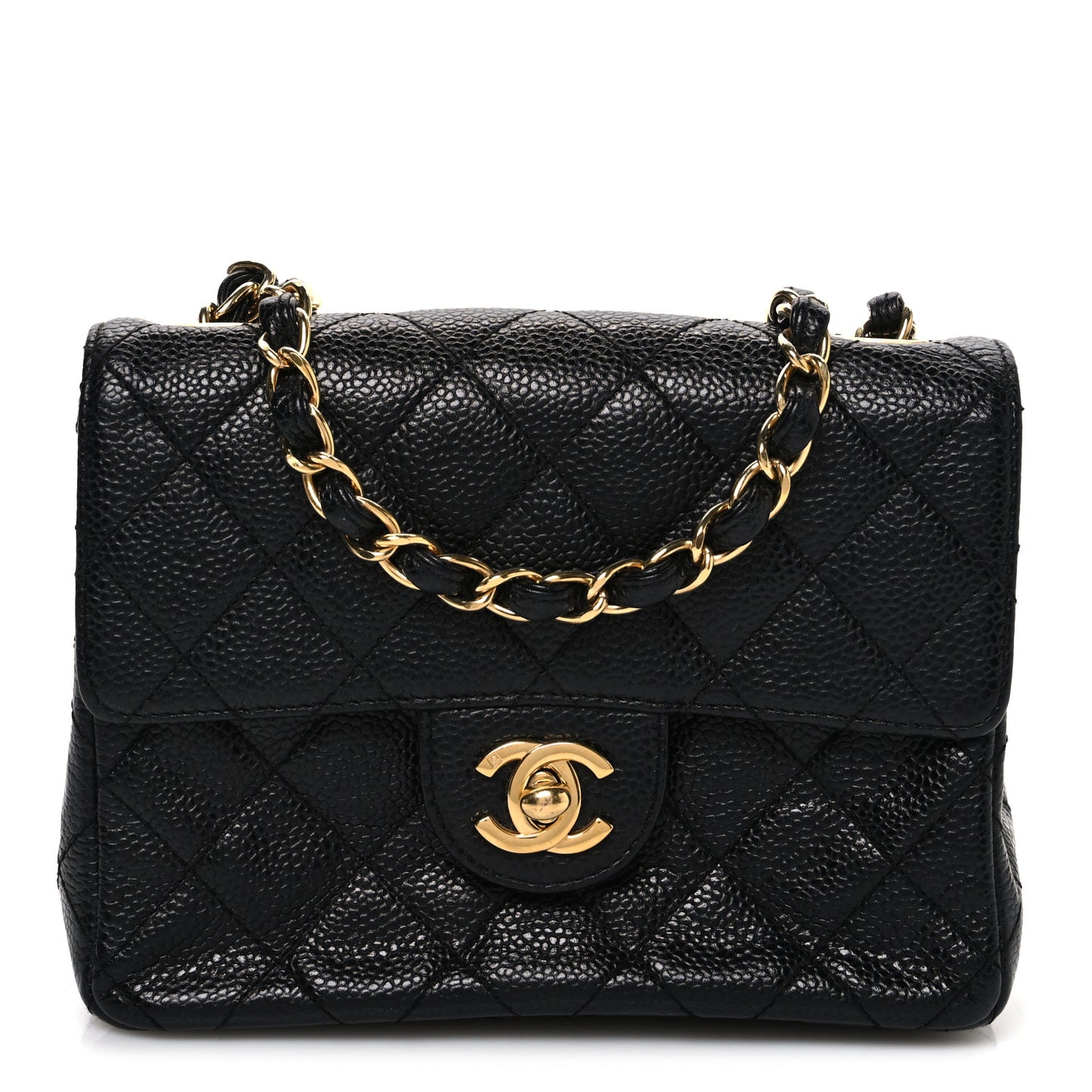 Caviar Quilted Mini Square Flap Black