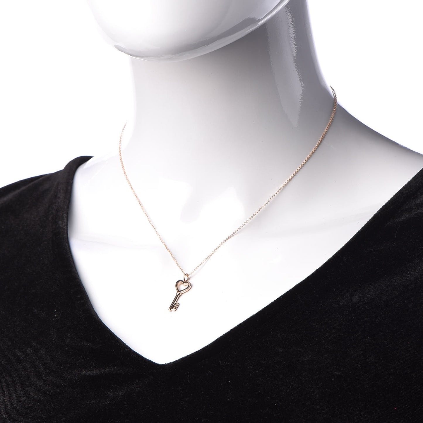 18K Rose Gold Mini Heart Key Pendant