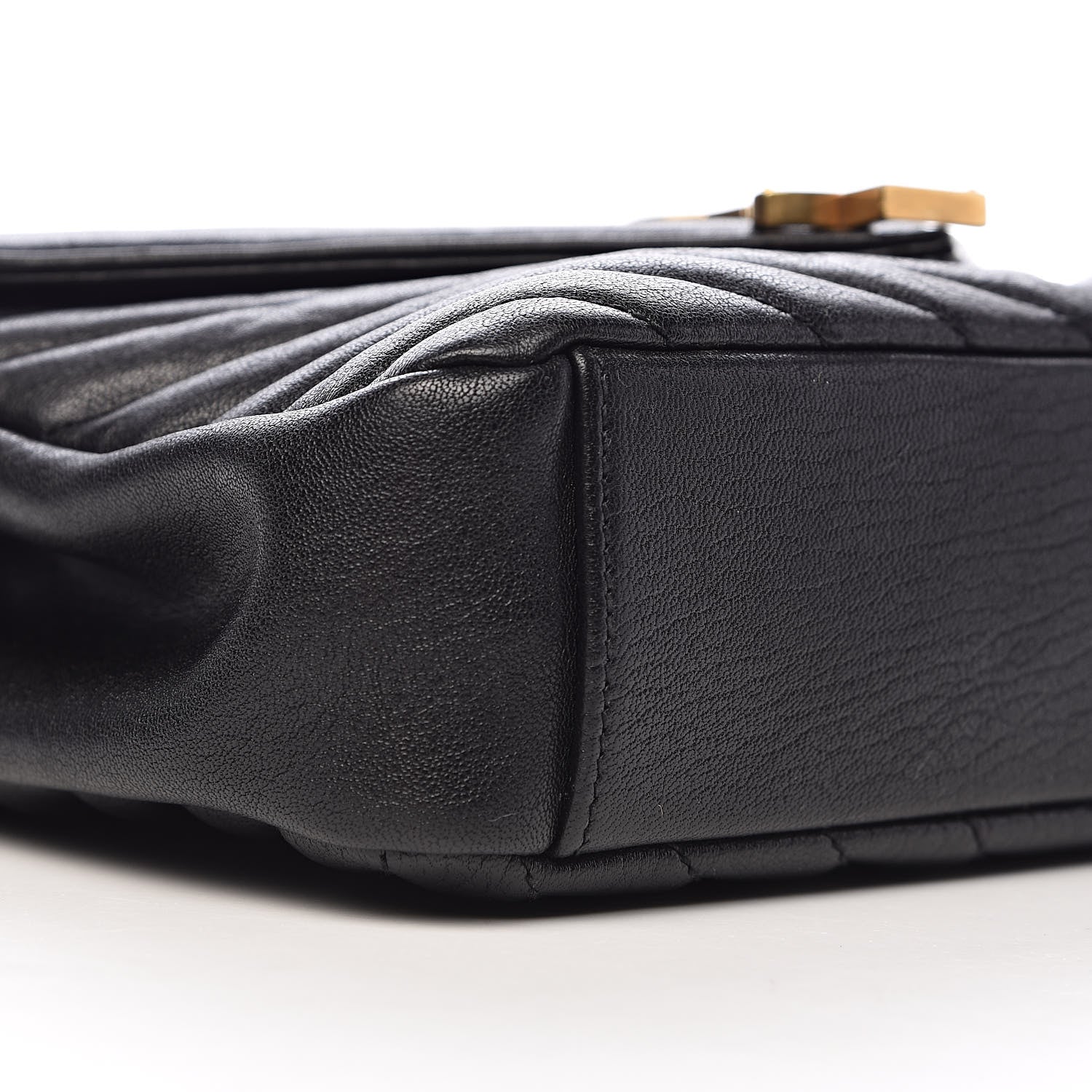Saint Laurent Sheepskin Matelasse Chevron Monogram Medium College Bag Black 9 of 12
