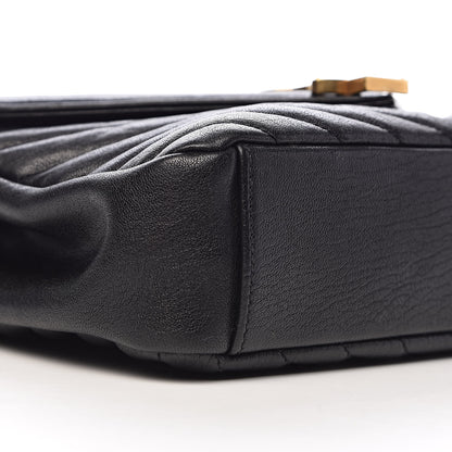 Saint Laurent Sheepskin Matelasse Chevron Monogram Medium College Bag Black 9 of 12