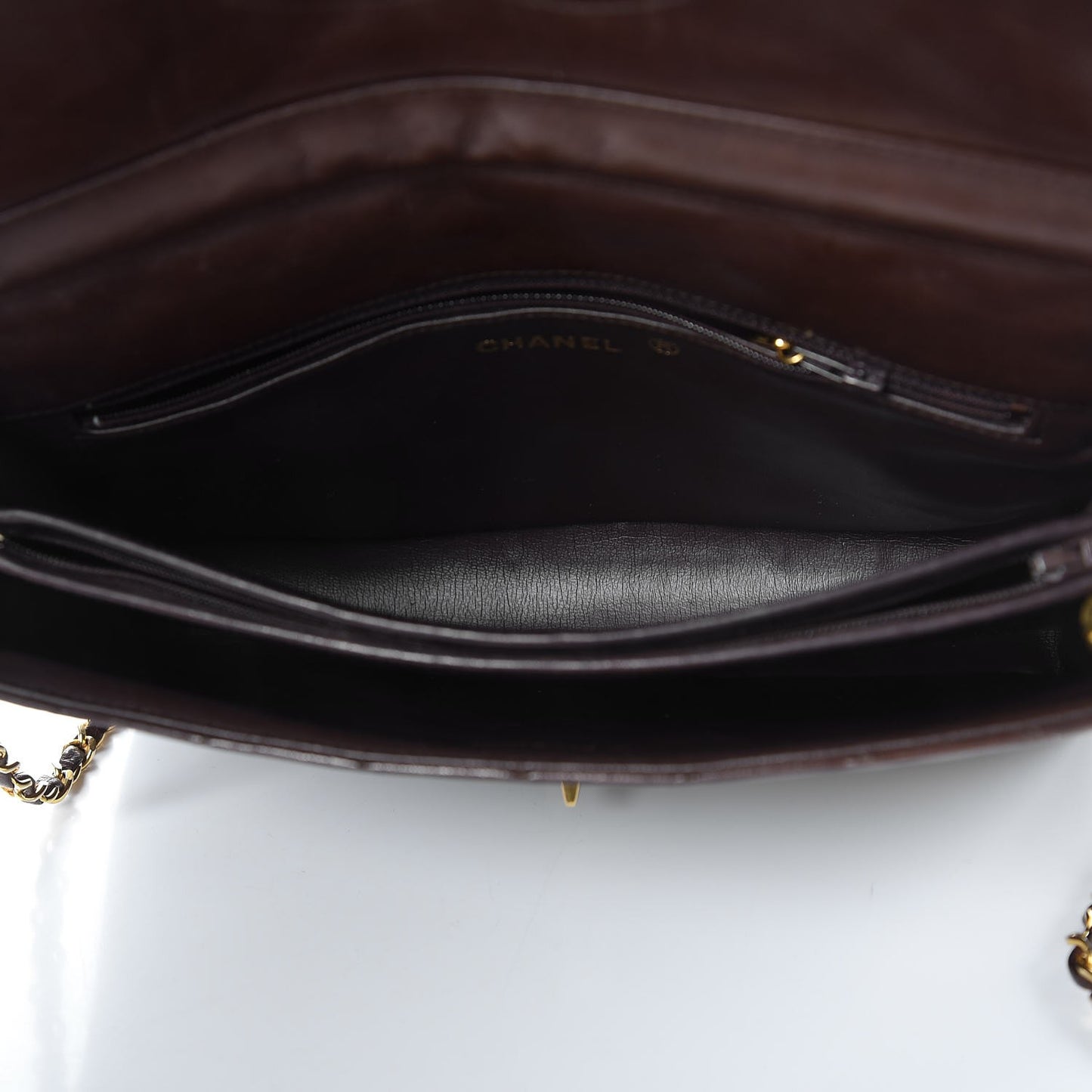 Lambskin Quilted Jumbo Single Flap Brown