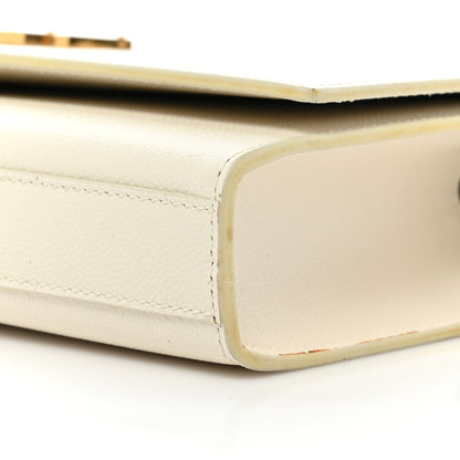 Saint Laurent Grain De Poudre Classic Monogram Cassandre Clutch Dove White 7 of 14