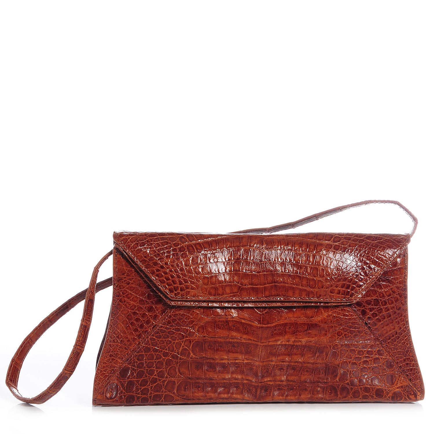 Nancy Gonzalez Crocodile Envelope Clutch Brown 1 of 7